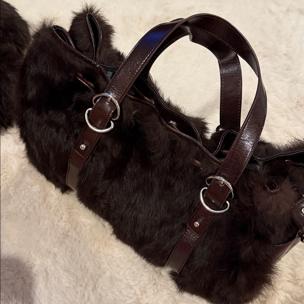 Kenneth Cole Java Fur Satchel w/matching Rabbit Fur Wrap from Lord & Taylor - Picture 11 of 14